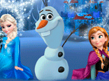 Elsa and Anna building Olaf